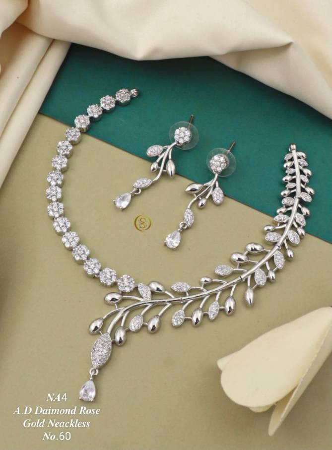 Elegance Fancy Party Wear Diamond Necklace Set 4 Wholesale Price In Surat

